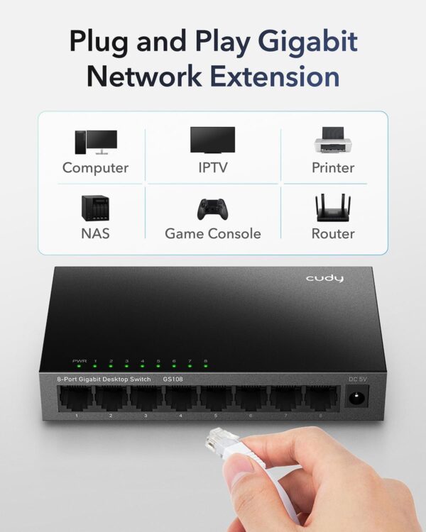 Switch Desktop Gigabit a 8 Porte, GS108 - immagine 5