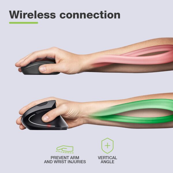 Mouse Verticale Ottico 1600dpi Ergonomico Wireless - immagine 5
