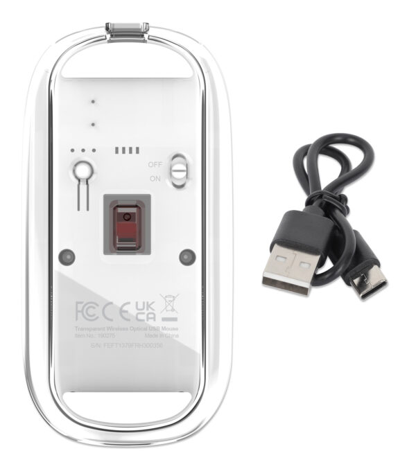 Mouse Ottico Wireless 800-1600 dpi con Micro Ricevitore USB Bianco Trasparente - immagine 8
