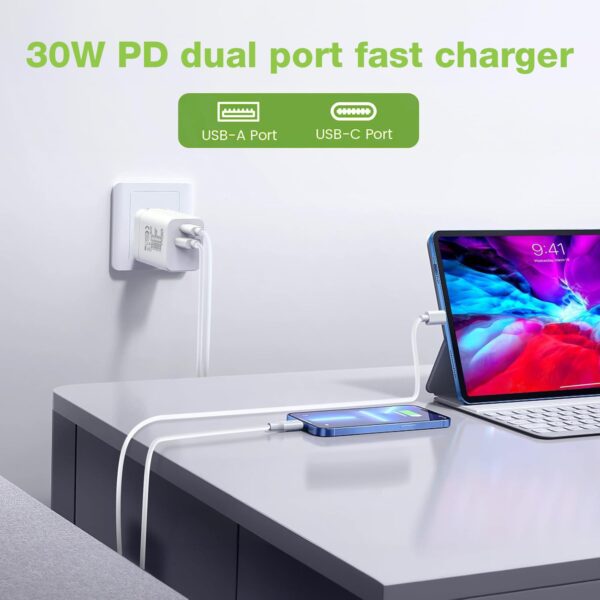 Caricatore Alimentatore USB-C™ 30W e USB-A QC3.0 da Muro - immagine 5