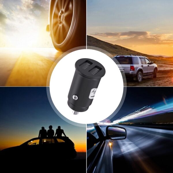 Mini Caricatore da Auto 2 Porte USB-A 5V/2.4A Nero - immagine 5