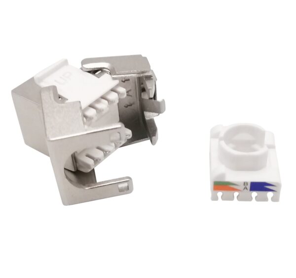 Frutto Keystone RJ45 Cat.6A 10Gigabit FTP 180° Toolless con Otturatore - immagine 5
