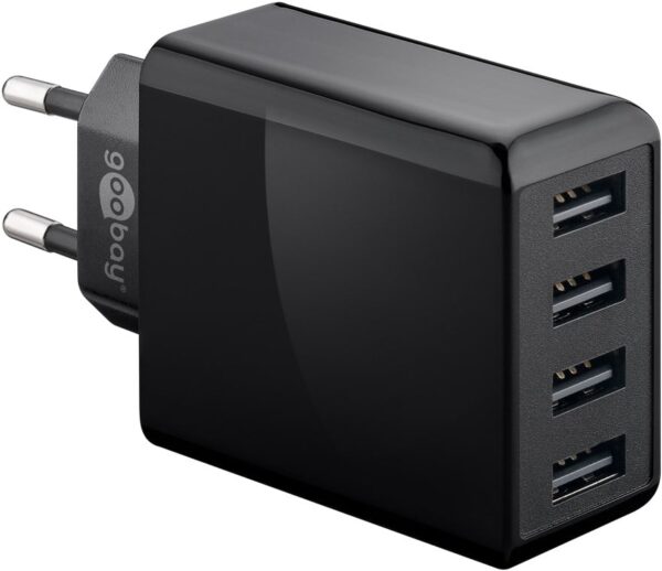 Caricatore da Muro USB a 4 vie 30W Nero - immagine 5