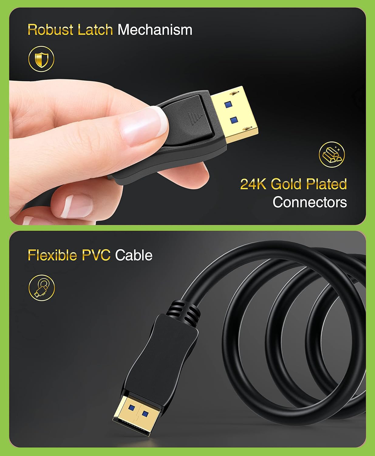 Cavo Audio/Video DisplayPort 2.1 M/M 10K 3 metri Nero - immagine 5