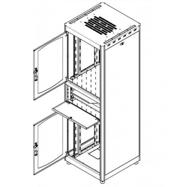 Armadio Rack 19'' 600x800 38U con Ripiano Tastiera Grigio - immagine 5