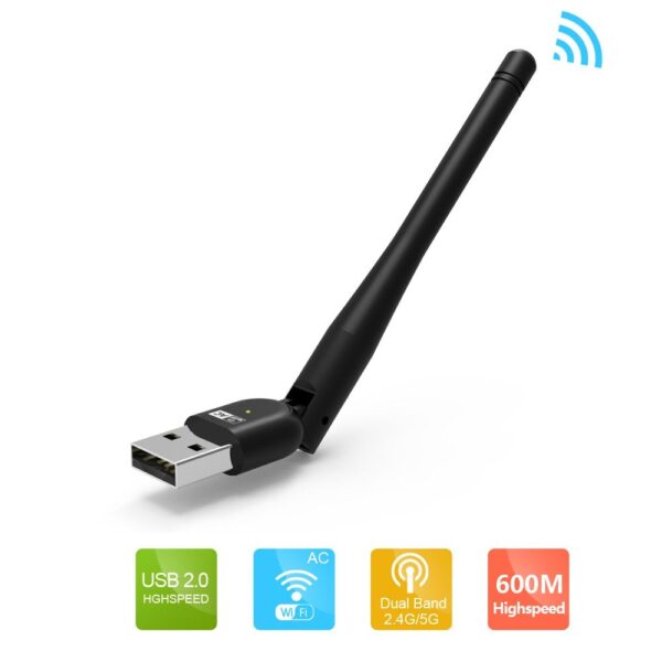 Adattatore Wireless AC650 Dual Band Donlge WiFi USB Antenna Esterna - immagine 4