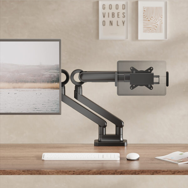 Supporto a Pinza VESA 75x75 per Smartphone e Tablet 4,7''-15'' 1kg max. Nero - immagine 5
