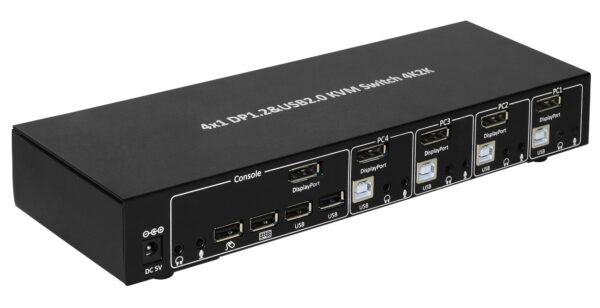 Switch KVM DisplayPort  1.2 e USB 2.0 4 porte con hub e audio - immagine 4