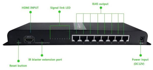 Extender Splitter 8 vie HDMI con IR su Cavo Cat.6/6a/7 fino a 120m - immagine 5