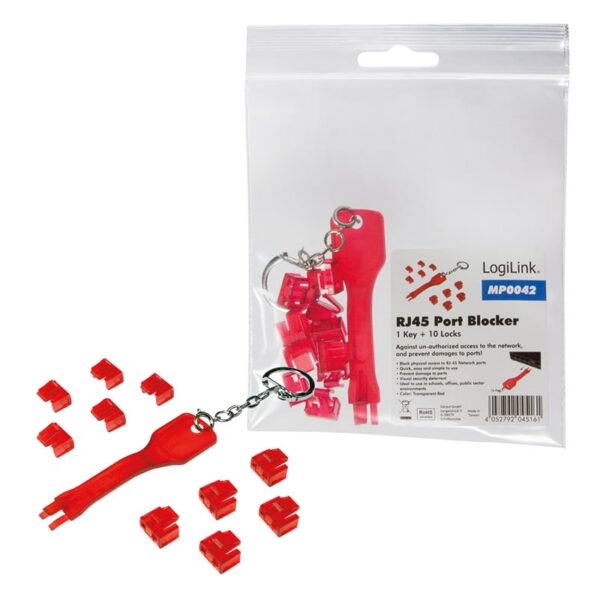 Blocca porte RJ45 rosso 10 serrature e 1 chiave - immagine 5