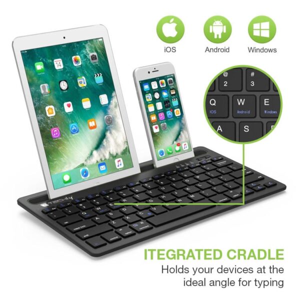 Mini Tastiera Wireless 78 Tasti a 2 Canali con Tasti di Scelta Rapida e Stand per Tablet - immagine 5