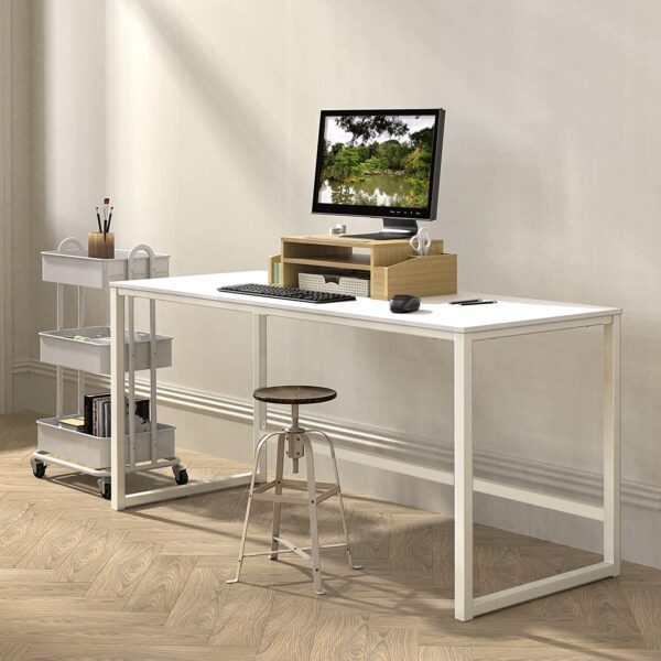 Scrivania per Computer dal Design Moderno per Casa e Ufficio Bianco - immagine 5