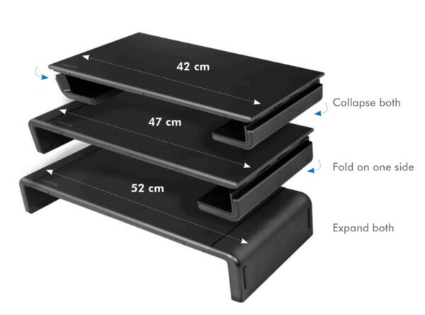 Supporto Monitor Smartphone Tablet Regolabile 420 - 520 mm Nero - immagine 5