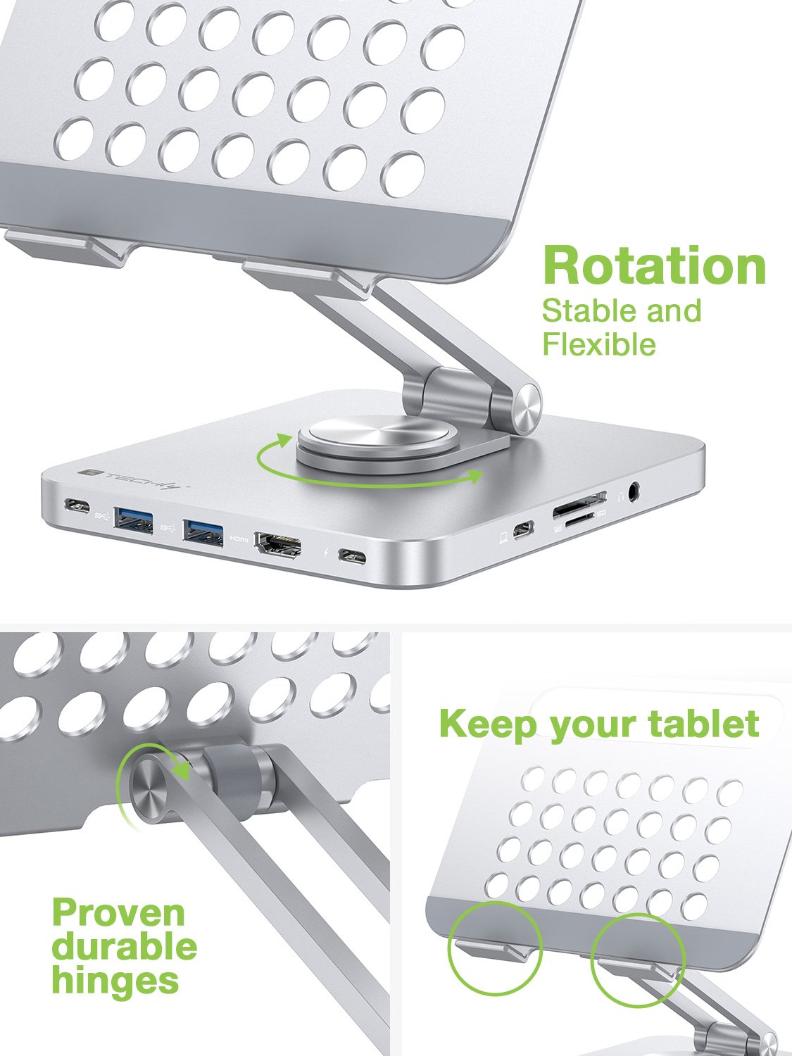 Supporto per Tablet Hub Docking Station USB-C™ 8 in 1 - immagine 5