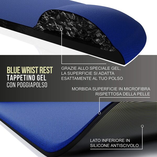 Tappetino con Cuscinetto Poggiapolso in Gel Blu - immagine 5