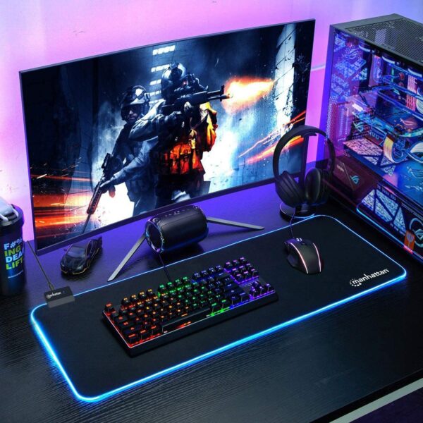 Tappetino Mouse Gaming XXL Illuminazione LED Effetti Luce RGB - immagine 5