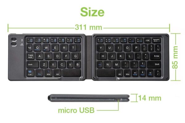 Tastiera Pieghevole Bluetooth USB per Tablet Smartphone - immagine 5