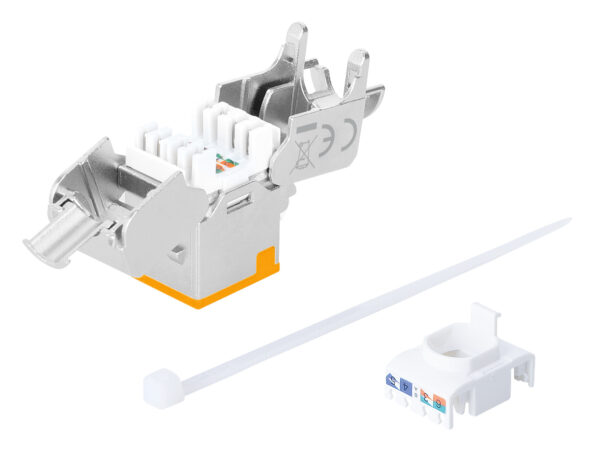 Frutto Keystone RJ45 Cat.6A 10G Slim STP Toolless Arancione - immagine 6