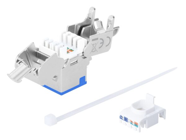 Frutto Keystone RJ45 Cat.6A 10G Slim STP Toolless Blu - immagine 6
