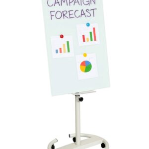 Lavagna Magnetica in Vetro Bianco Flipchart Portablocco con Ruote 120x80cm