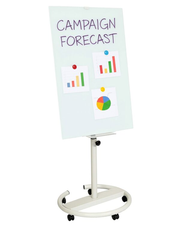 Lavagna Magnetica in Vetro Bianco Flipchart Portablocco con Ruote 120x80cm
