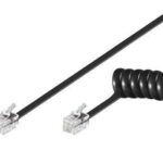 Cavo telefonico spiralato per cornetta 2mt RJ10 4P4C Nero