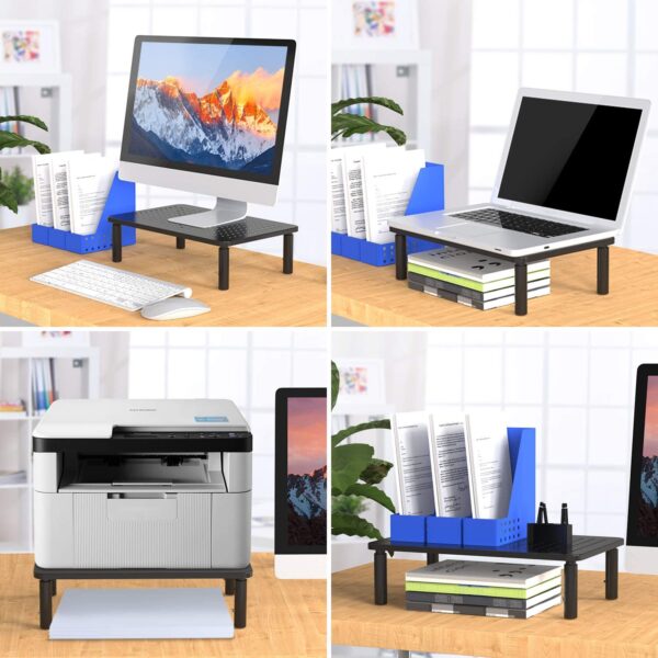 Supporto per Monitor Ergonomico Regolabile con 3 Altezze in Metallo Nero - immagine 9