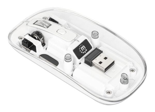 Mouse Ottico Wireless 800-1600 dpi con Micro Ricevitore USB Bianco Trasparente - immagine 9