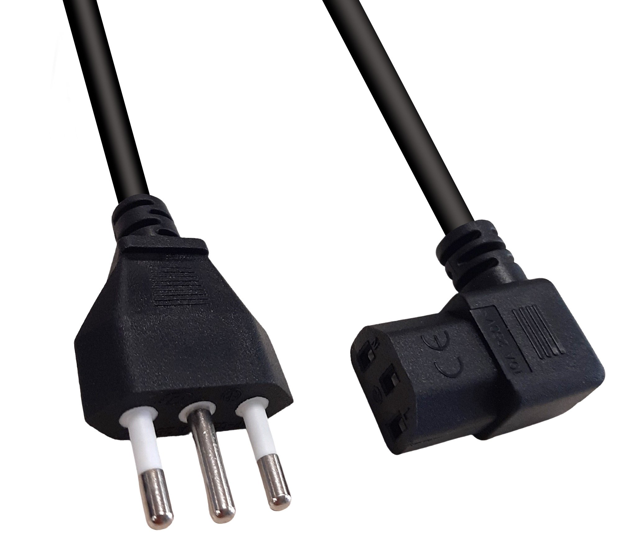 Cavo alimentazione C13 F angolato a spina italiana 1,8 mt nero