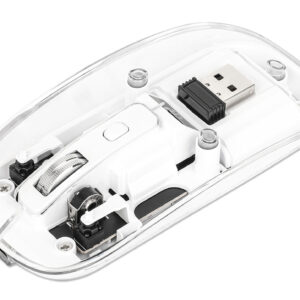 Mouse Ottico Wireless 800-1600 dpi con Micro Ricevitore USB Bianco Trasparente