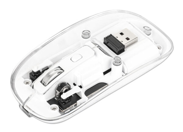 Mouse Ottico Wireless 800-1600 dpi con Micro Ricevitore USB Bianco Trasparente