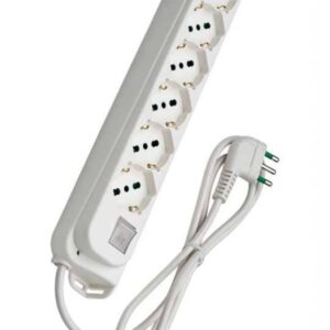Multipresa 6 Posti Schuko con Interruttore e Cavo 1,5m Bianco