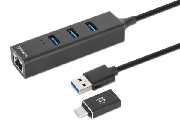Hub USB 3.0 3 Porte Combo Type-C/A con Adattatore di Rete Gigabit