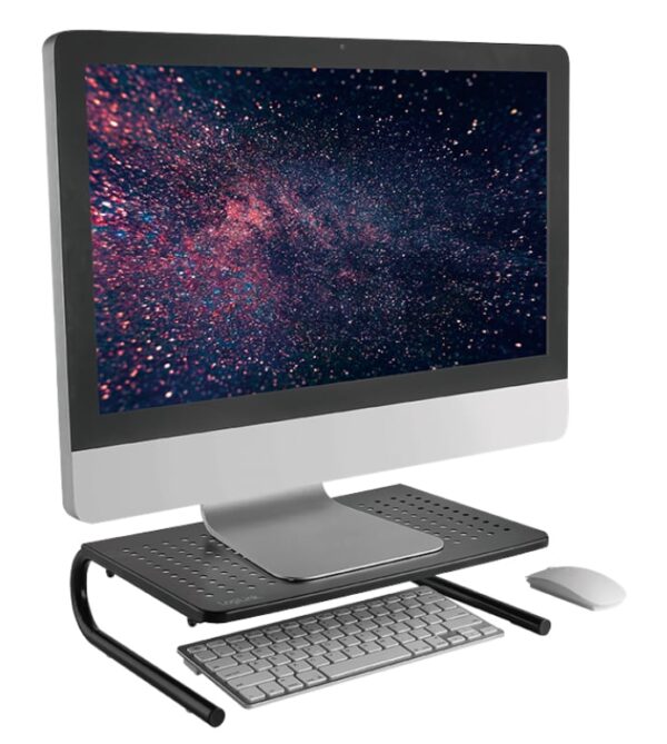 Stand Supporto da Scrivania per Monitor Notebook in Metallo 370mm Nero