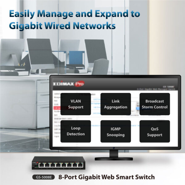 Smart Switch Web Gigabit 8 porte, GS5008E - immagine 7
