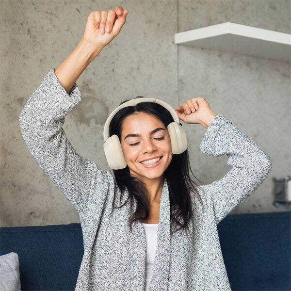 Cuffia Bluetooth V6.0 a Cancellazione Attiva del rumore ANC Beige - immagine 6