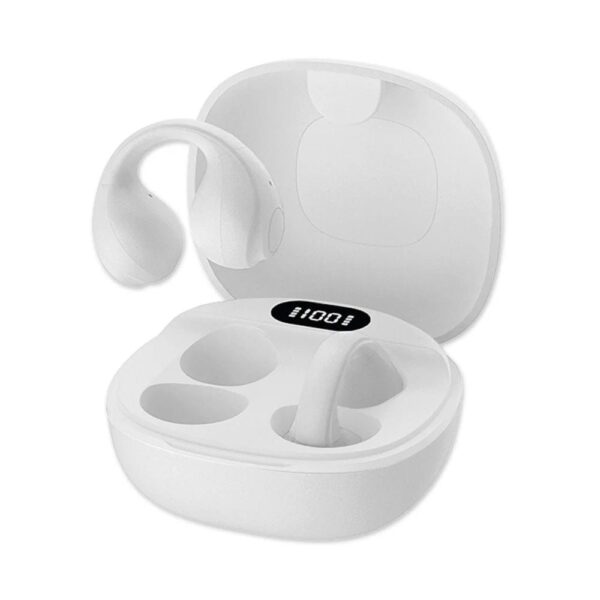 Cuffie Auricolari Wireless Aperte OWS con Custodia Smart Touch Screen LCD Bianco - immagine 6