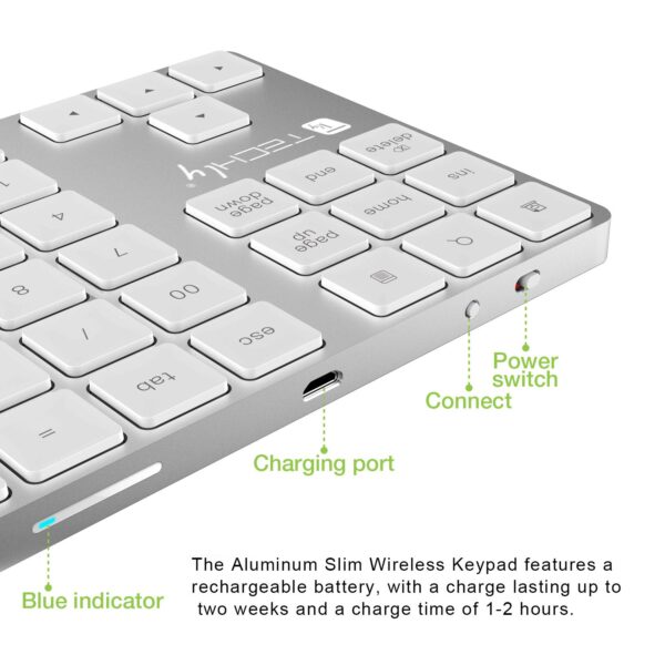Tastierino Numerico BT V3.0 Wireless 34 Tasti Argento - immagine 8