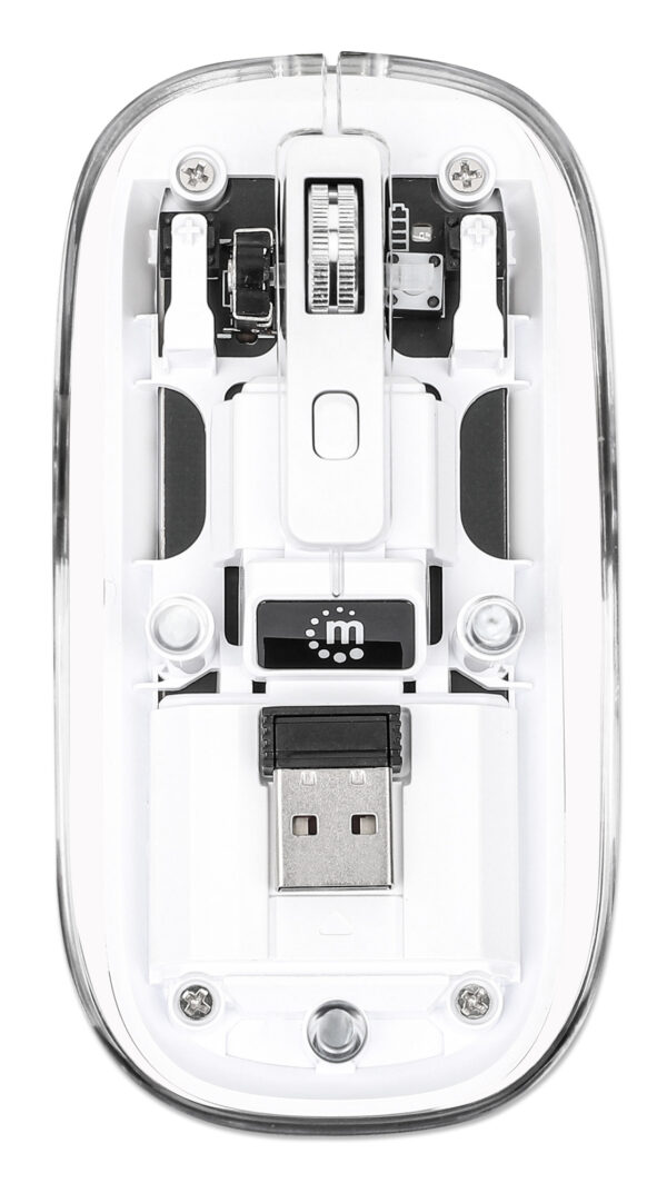 Mouse Ottico Wireless 800-1600 dpi con Micro Ricevitore USB Bianco Trasparente - immagine 10