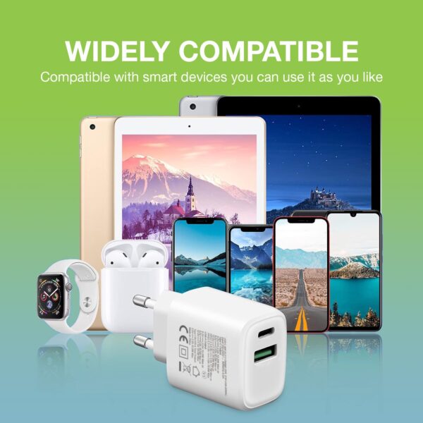 Caricatore Alimentatore USB-C™ 20W e USB-A 18W da Muro - immagine 6
