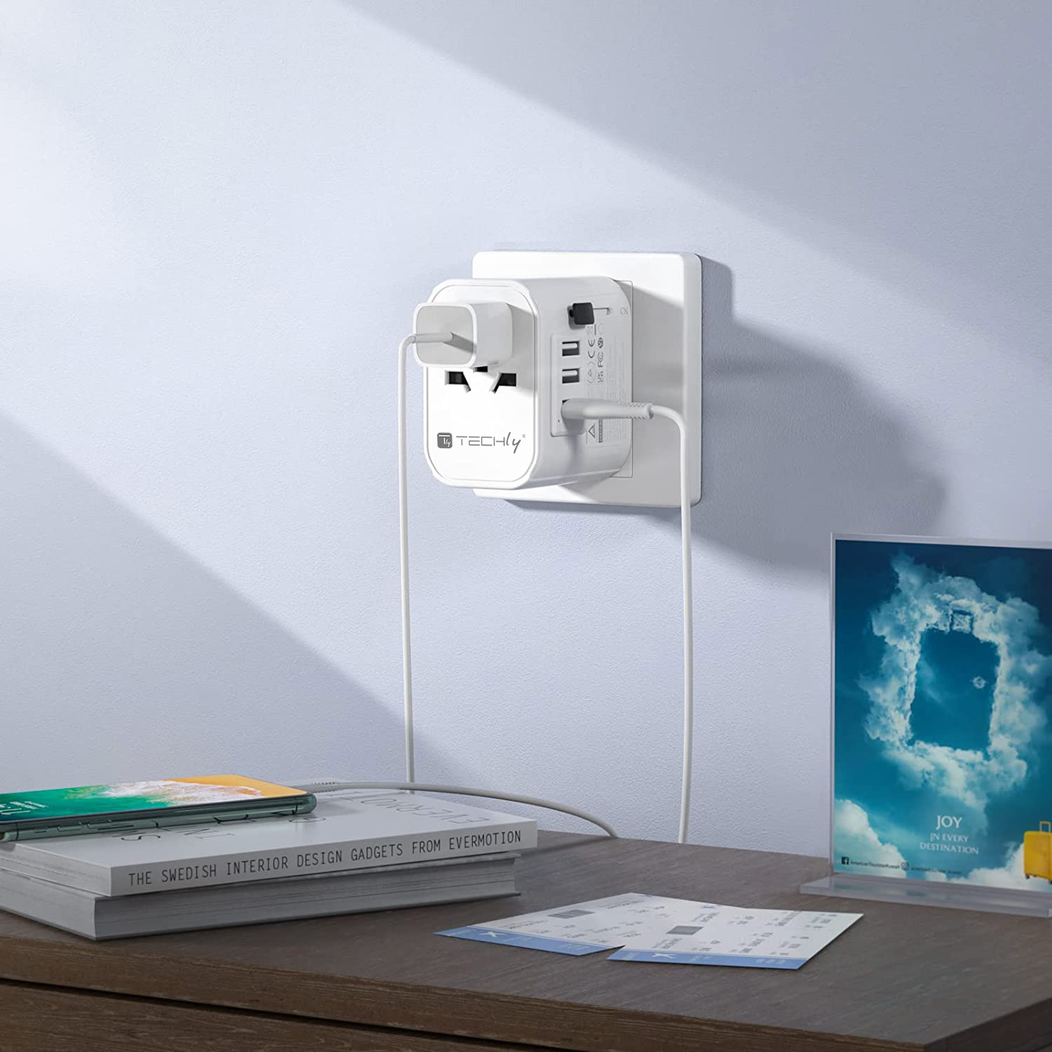 Adattatore da Viaggio Universale 150 Paesi 2 porte USB-A e 1 porta USB-C™ Bianco - immagine 6