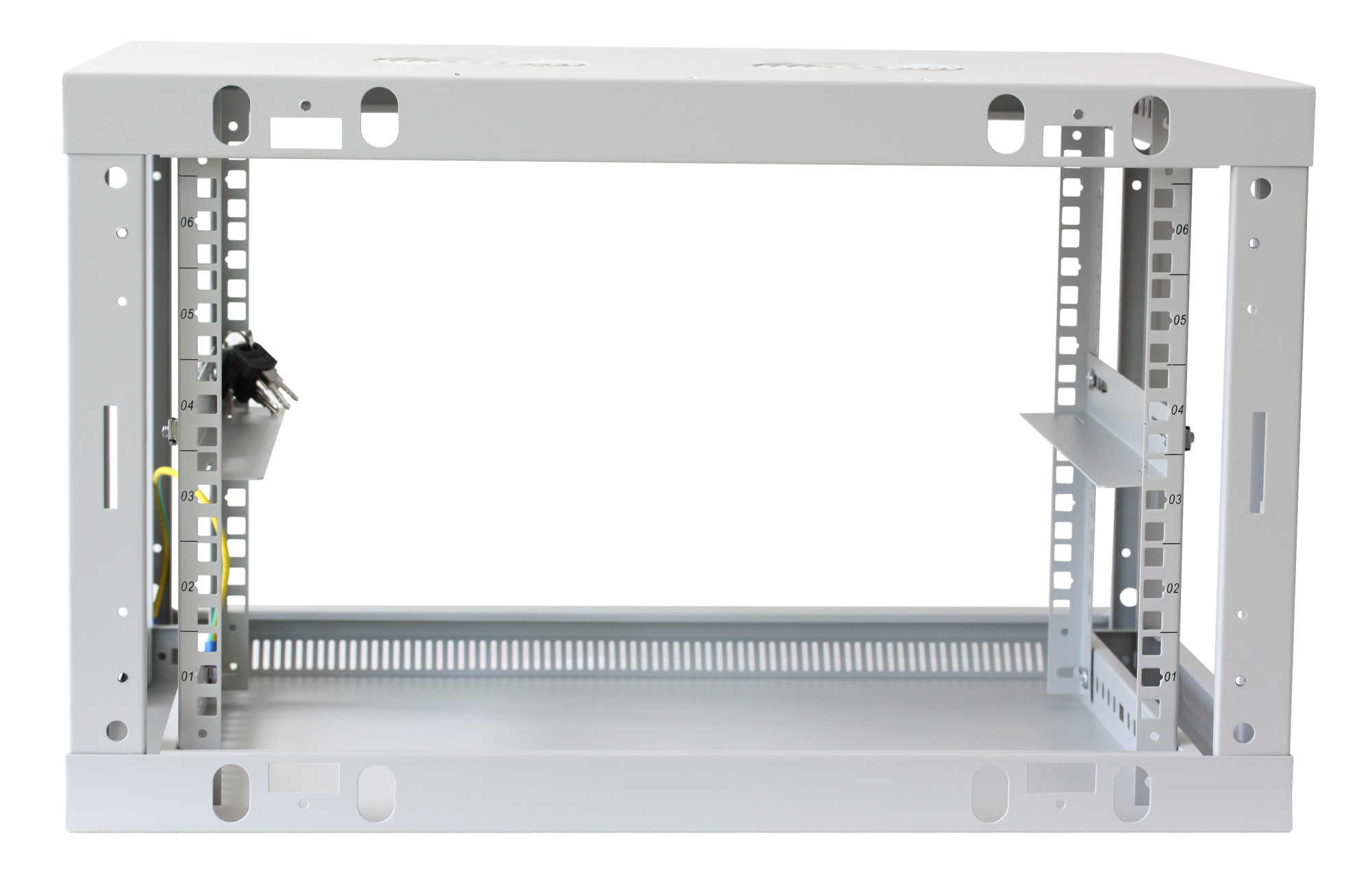 Armadio Rack 19'' a muro 6 unit&agrave; sezione unica prof. 450mm Grigio - immagine 7