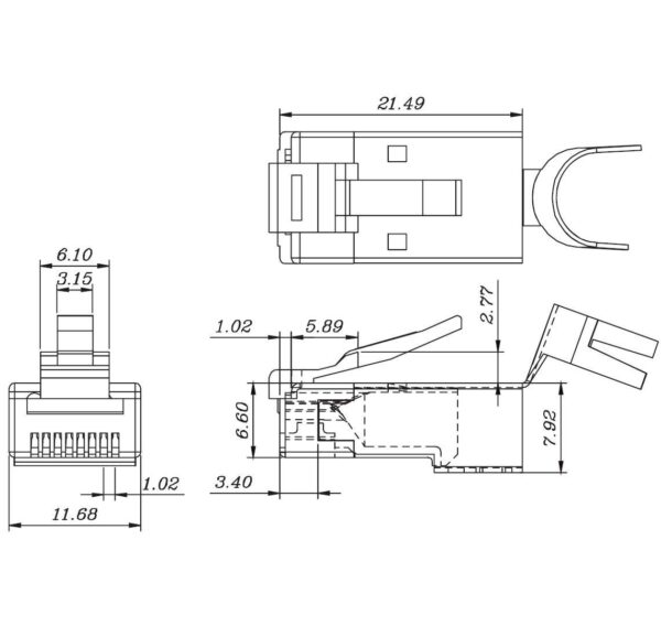 Plug Cat. 6A / 7 / 7A / 8.1 RJ45 Schermato 10pz - immagine 6