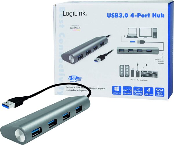 Hub USB 3.0 SuperSpeed 4 porte Alluminio Silver - immagine 6