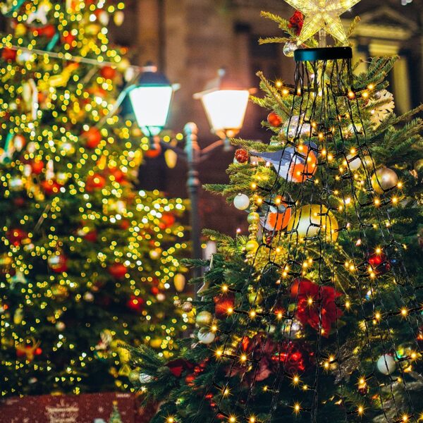 Catena Luminosa 400 Luci LED IP44 Bianco Caldo per Albero con Anello - immagine 6