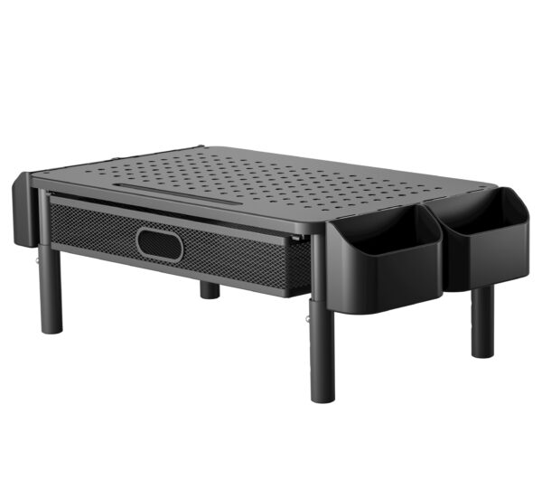 Supporto per Monitor Ergonomico Regolabile a 3 Altezze con Cassetto e Portaoggetti - immagine 5