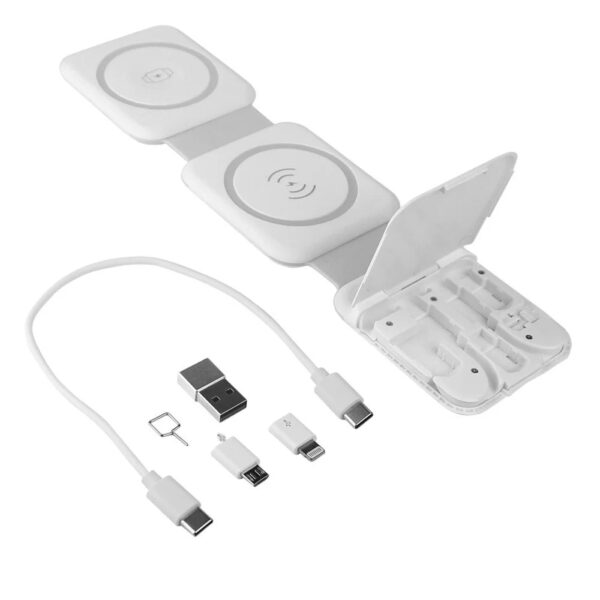 Stazione di Ricarica Wireless Qi Magnetica Pieghevole per Smartphone e Smartwatch - immagine 6