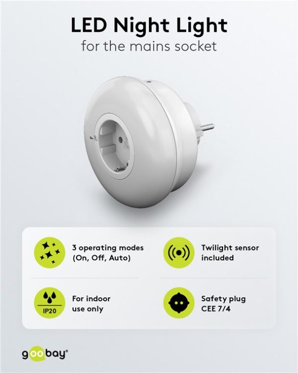 Luce Notturna a 3 LED Plug-In con Sensore Crepuscolare Bianco Freddo - immagine 6