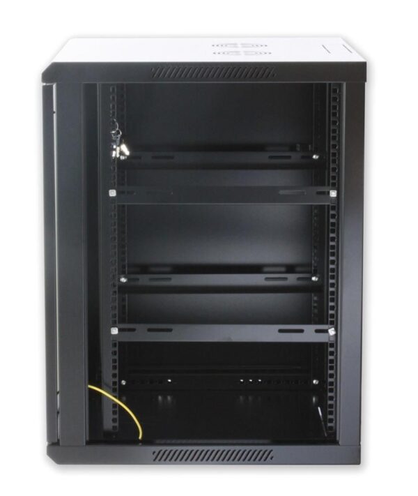 Armadio Rack 19'' a muro 12 unità sezione unica prof. 450mm Nero - immagine 7