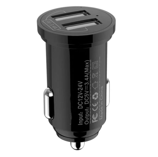 Mini Caricatore da Auto 2 Porte USB-A 17W/3.4A Nero - immagine 5